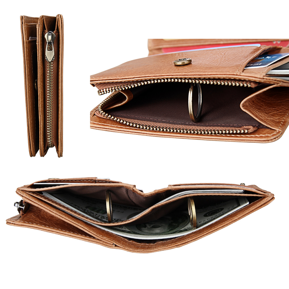 Amazon best selling men's wallet leather Crazy Horse leather retro wallet anti-theft brush leisure wallet a generation of hair