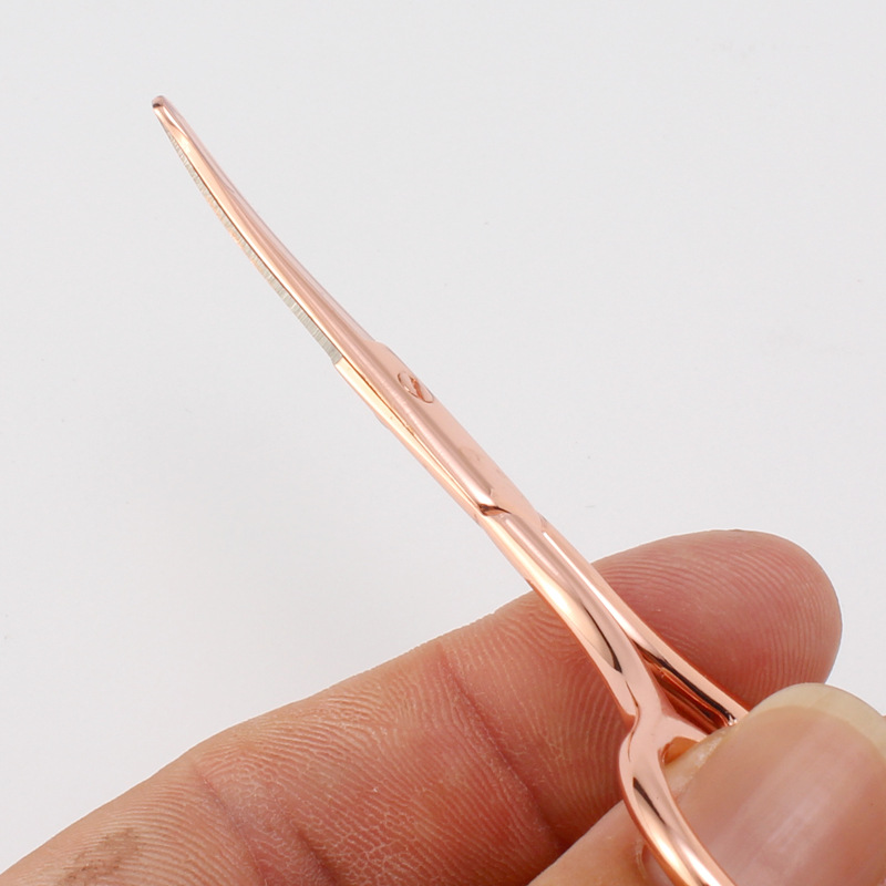 Stainless steel nose hair scissors hair trimming knife round head elbow beauty eyebrow beard scissors eyebrow scissors