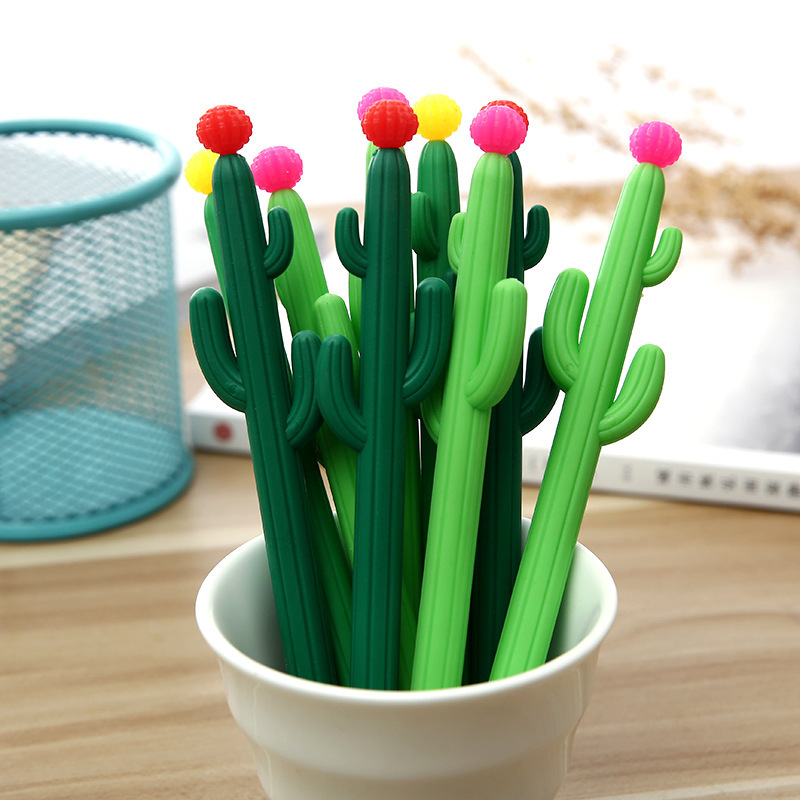 Factory direct creative cactus gel pen plant Black sign pen office pen student stationery