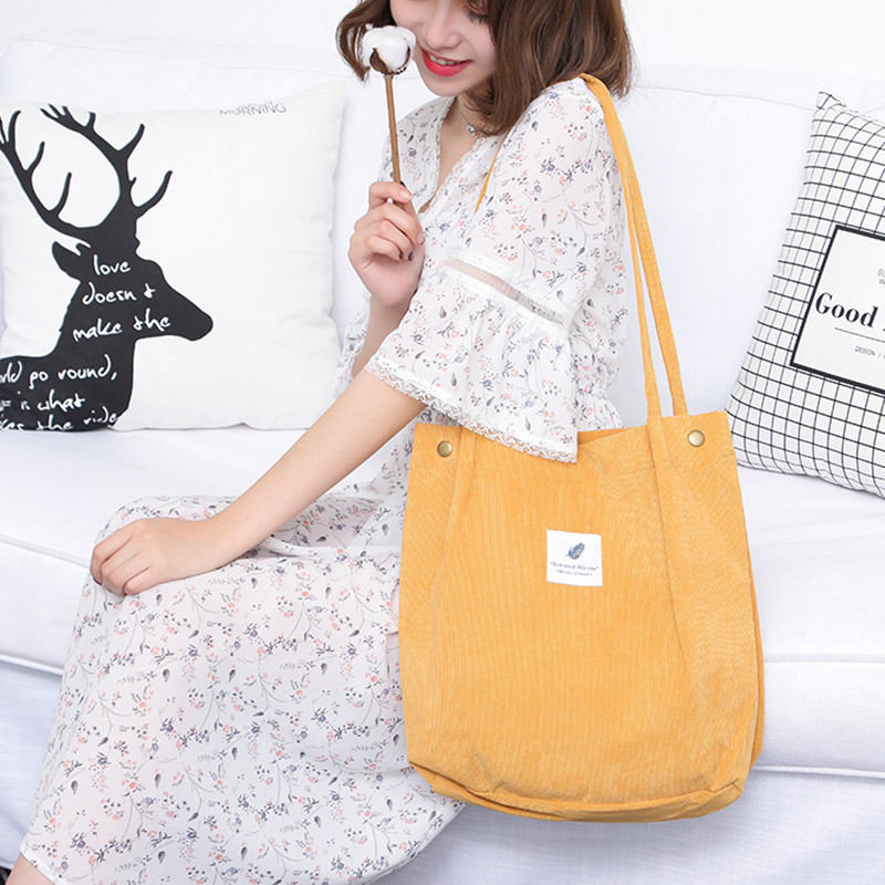 Cross-border Large Capacity Tote Bag All-match Student Bag Women Shopping Bag Canvas Bag Bag Corduroy Shoulder Bag_voghion.com