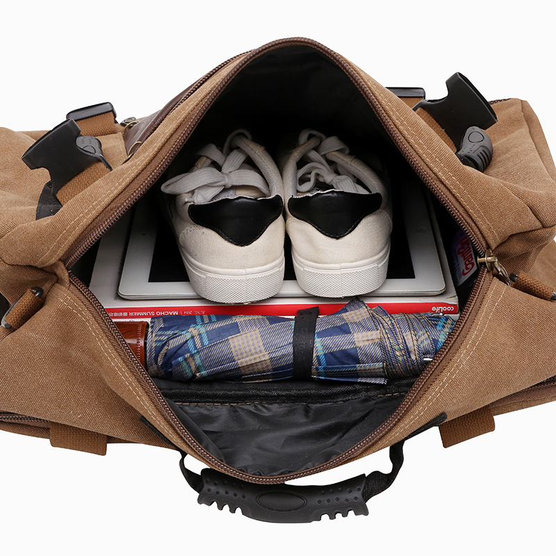 Factory wholesale canvas bag bucket bag men's backpack handbag travel three bags large capacity Travel Bag
