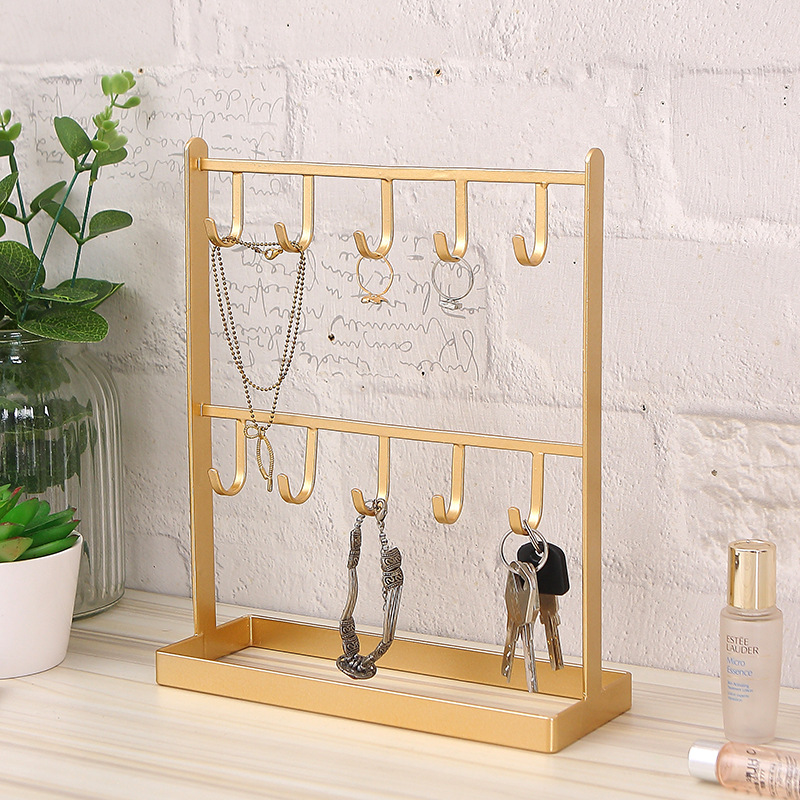 Desktop Iron Jewelry Earrings Hanger Necklace Hair Accessories Earrings Shelf Bracelet Display Rack Key Rack Storage