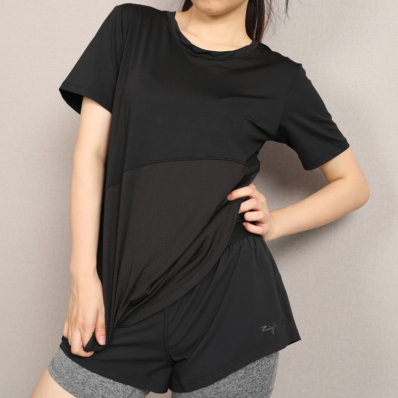 ルーズフィットスポーツトップ Tシャツ女性のヨガ衣装通気性半袖ランニングシャツフィットネス服|undefined