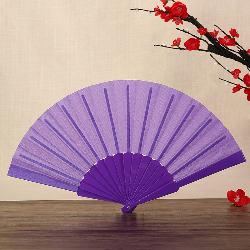 Solid Color Plain Flat Plastic Fan Women's Folding Fan Solid Color Folding Fan Wedding Fan