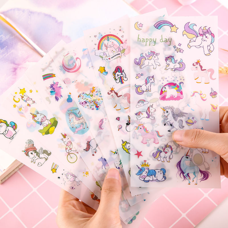 Cute cartoon PVC stickers unicorn stickers photo album Hand account material DIY handmade decorative stickers diary stickers