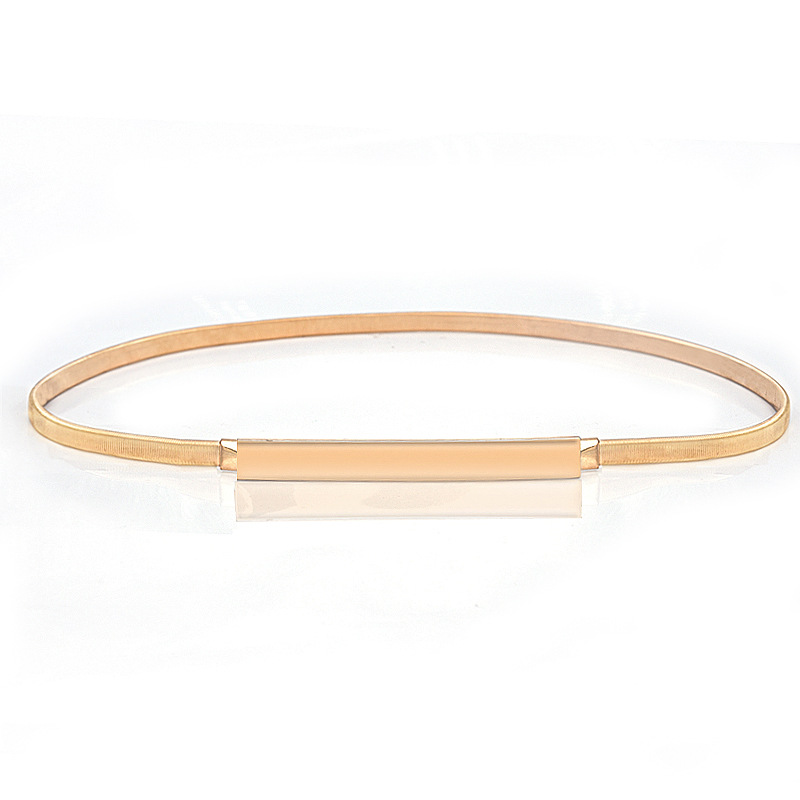 Elastic thin belt women's skirt Golden elastic waist chain decoration dress simple all-match metal waist skirt