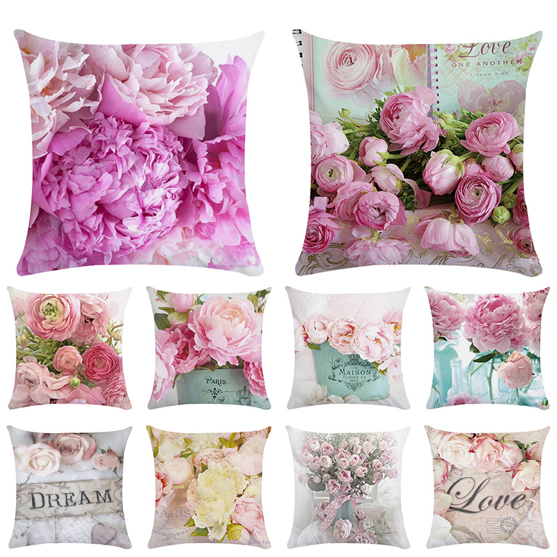 Cross-border flower bouquet peach leather pillow cover cushion cover AliExpress Amazon eabyZY1305