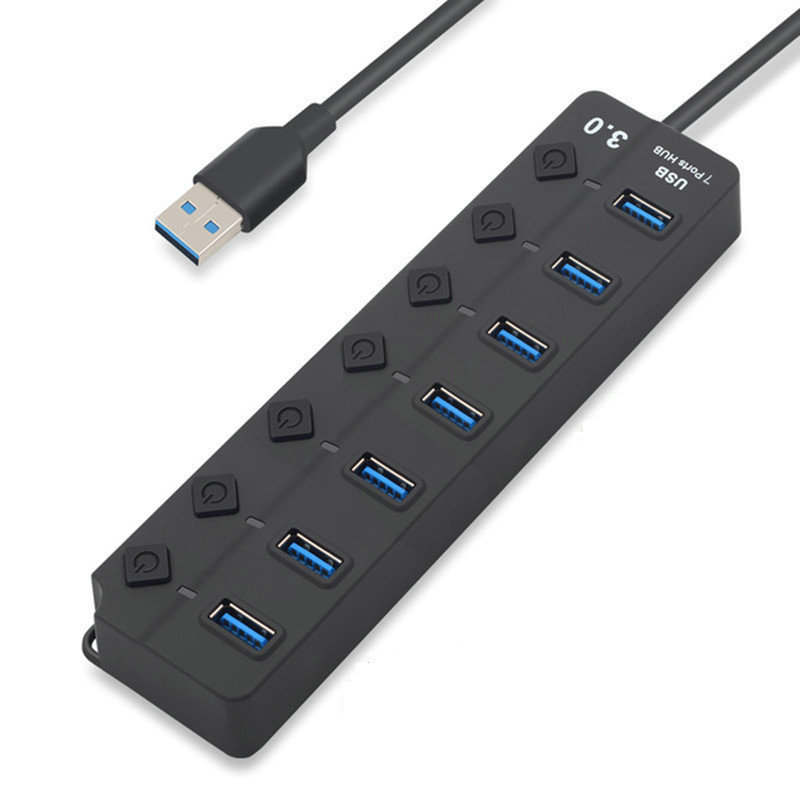 高速 7 ポート USB 3.0 ハブ 1 ～ 7 エキスパンダ独立ボタン スイッチ USB ハブ スプリッタ デジタル コンピュータ アクセサリ|undefined