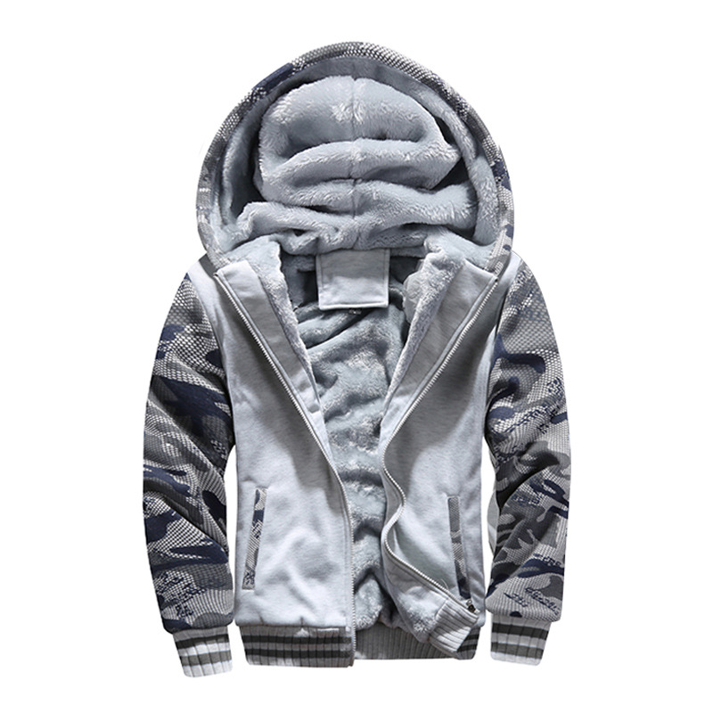 Cross-border European and American European Code New Winter fleece-lined Men's Camouflage Sportswear Casual Youth Coat Thickened Sweatshirt