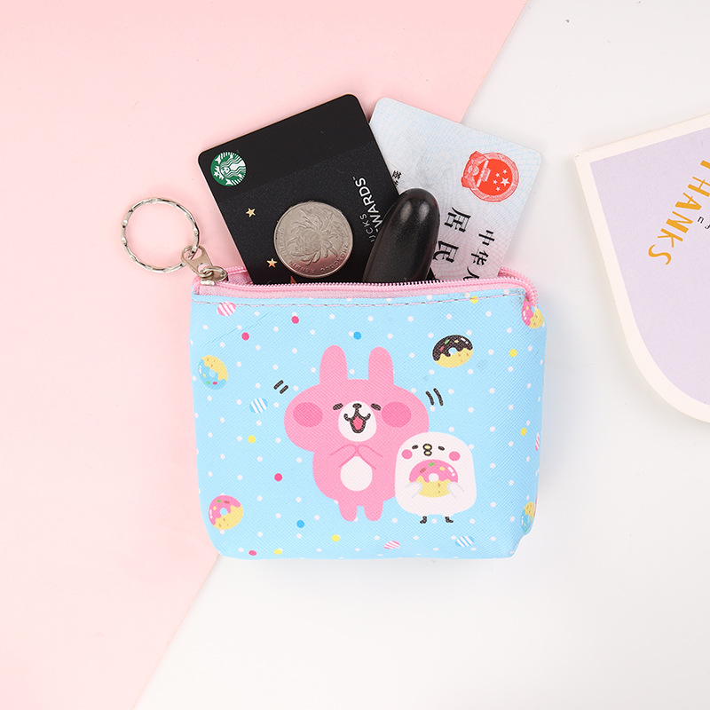New Korean style cartoon cute animal coin purse children's women's PU leather coin bag coin key storage bag