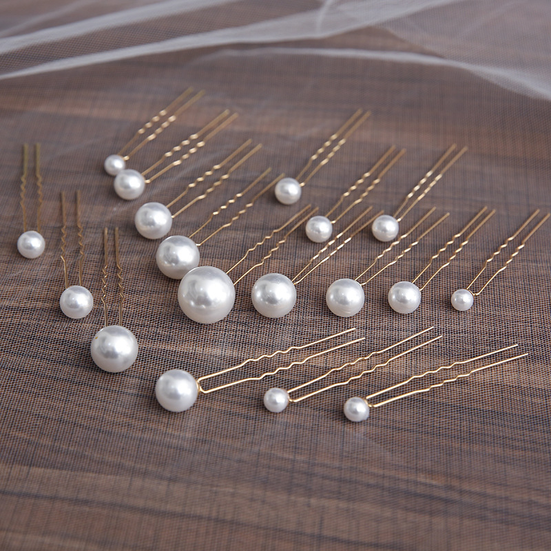 2019 New Bridal Headwear Handmade Hairpin Hair Accessories European and American Retro Makeup Disc Beaded Flower U-shaped Hairpin Accessories