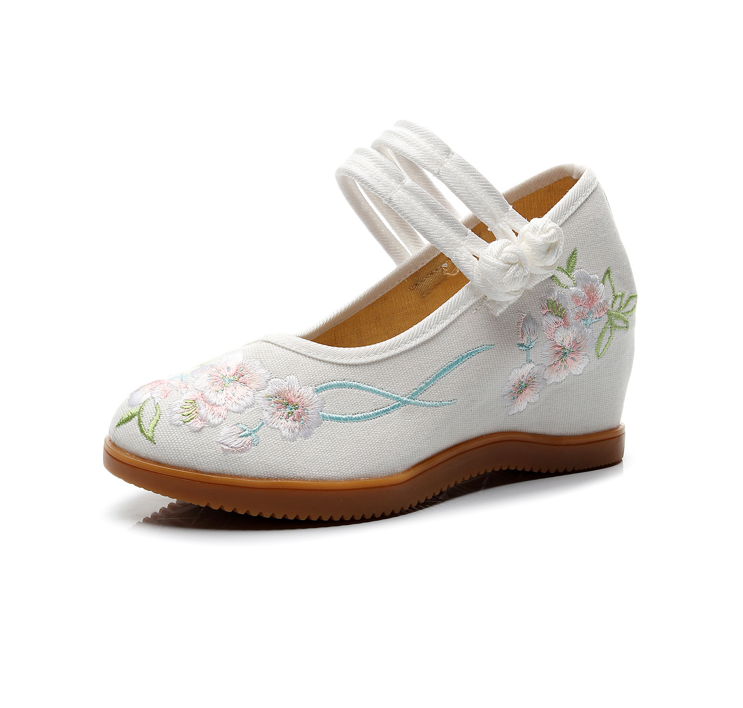 2019 Hanfu shoes embroidered shoes women's cloth shoes women's retro Chinese antique cheongsam shoes tea artist high heel