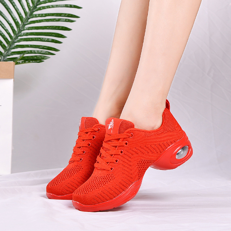 Square dance shoes sailor ghost step mid-heel dance shoes women's adult fly-knit dance women's shoes soft-soled sports fitness shoes