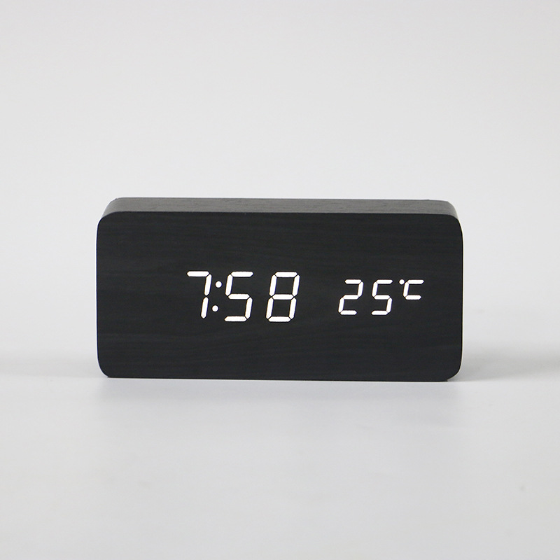 New fashion wooden clock electronic clock LED date temperature display electronic alarm clock manufacturer wholesale