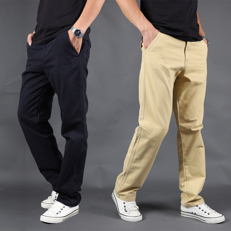 Men's Pants Autumn Medium Thick Overalls Men's Loose Straight Pants Men's Outdoor Spring and Autumn Large Size Pure Cotton Casual Pants