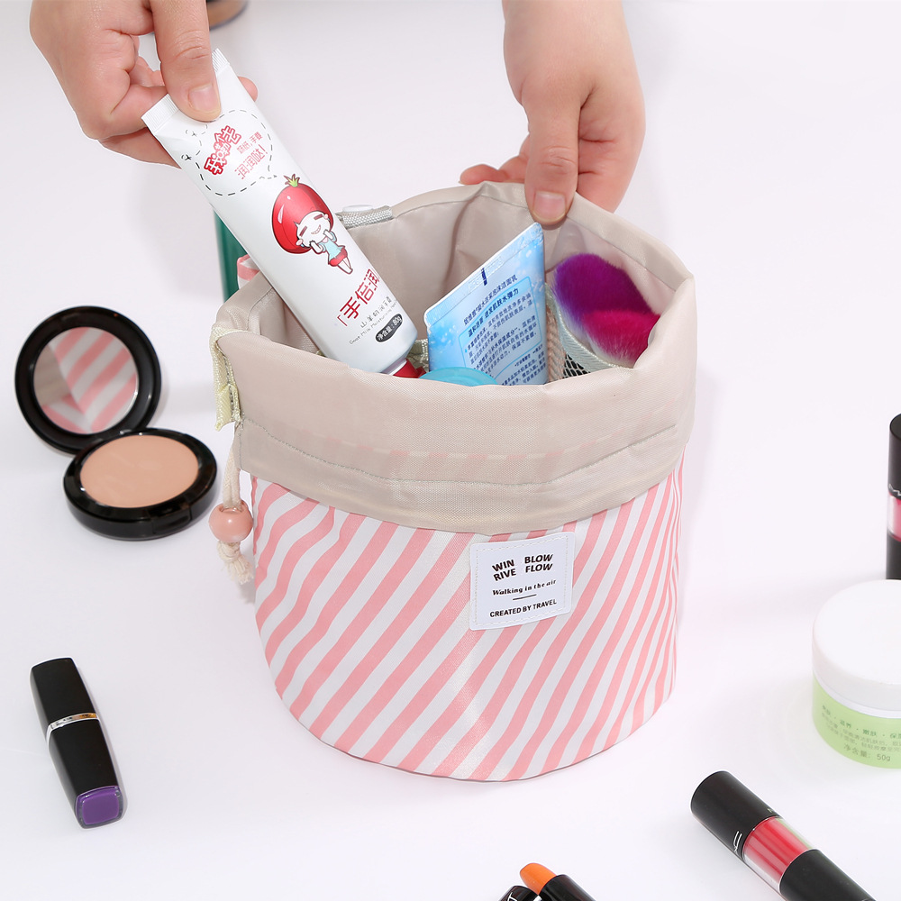 New Oxford Cloth Travel Storage Bag Color Cylinder Cosmetic Bag Drawstring Cosmetic Bag Cosmetic Bag
