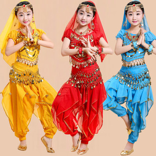 Children's Indian Dance Performance Costume Children's Xinjiang Dance Performance Costume Folk Dance Belly Dance Tianzhu Girl Performance Costume