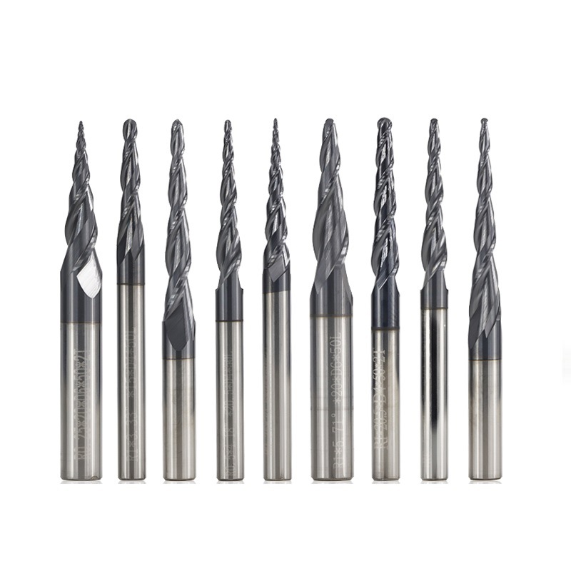 Cross-border new 2-blade taper ball end milling cutter black coated carbide tungsten steel engraving milling cutter wholesale