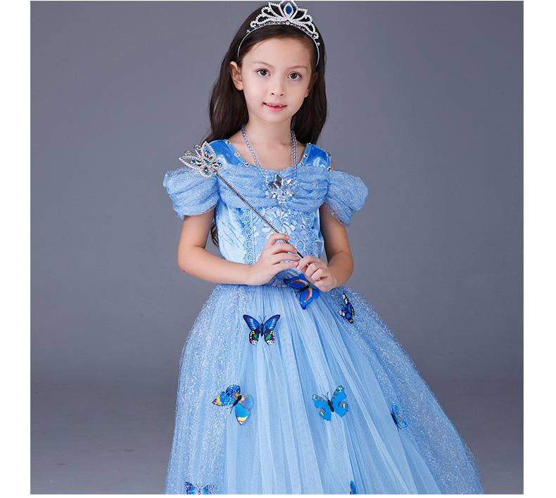 210000 Santa Festival Cinderella Dress Frozen Aisha Sophia Girls Dress Children's Short Sleeve Princess Dress