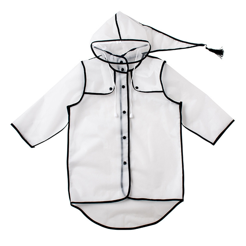 Children's raincoat long big children's poncho hiking adult transparent EVA raincoat with schoolbag position factory customization