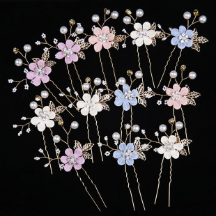 Bridal headdress flower Pearl U-shaped hair fork wedding bridal accessories hot selling headdress factory direct wholesale