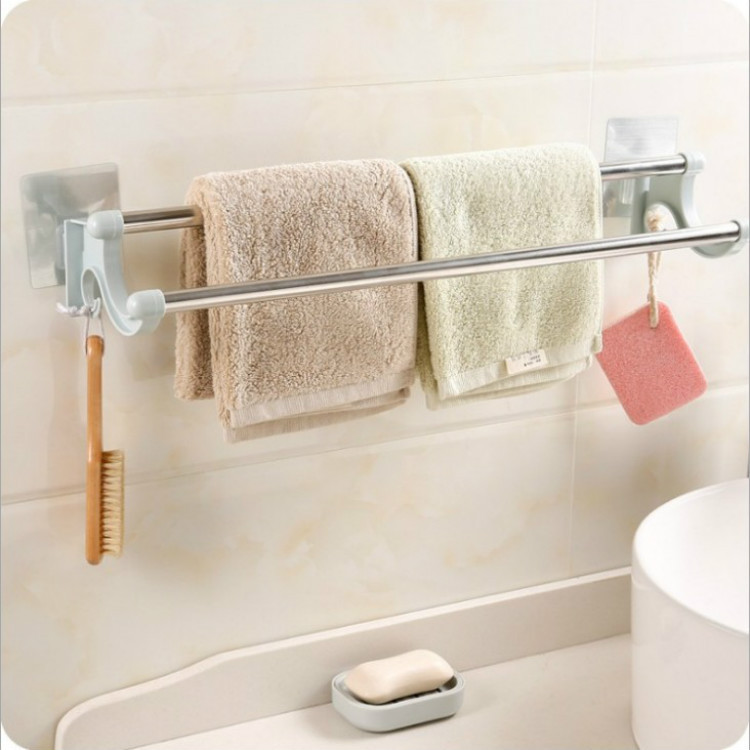 Stainless steel double-layer bathroom towel rack bathroom storage rack bathroom towel bar towel rack pendant wholesale suction