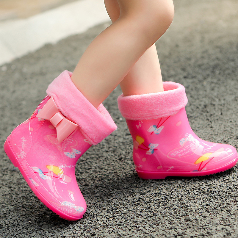 Star-chasing foot small flower cloth bow export Japan and South Korea fashion Children's rain boots baby rain boots girls a generation of hair