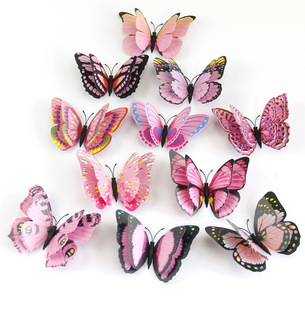 10 models 12 PCs 3D three-dimensional double-layer Wings butterfly wall stickers accessories refrigerator window any stickers TV background wall