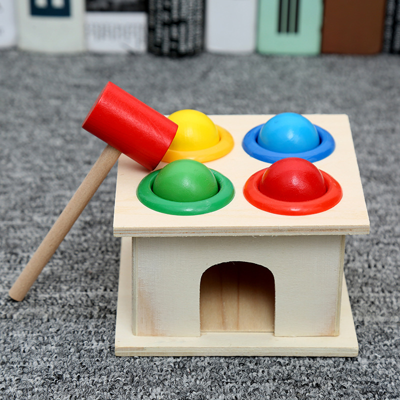 Wholesale knocking table knocking table hammer box piling table teaching aids 1-2-3 years old baby early education children's intelligence toys