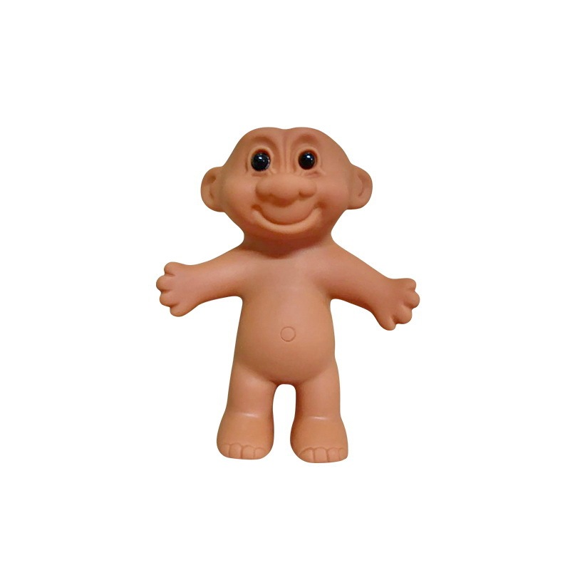 長髪の醜い子供の経典の人形は懐かしいゴムの子供のおもちゃを収集します。|undefined