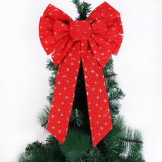 25cm Glitter Powder Christmas Bow Hanging Christmas Tree Decoration diy Accessories Christmas Bow Pendant_voghion.com