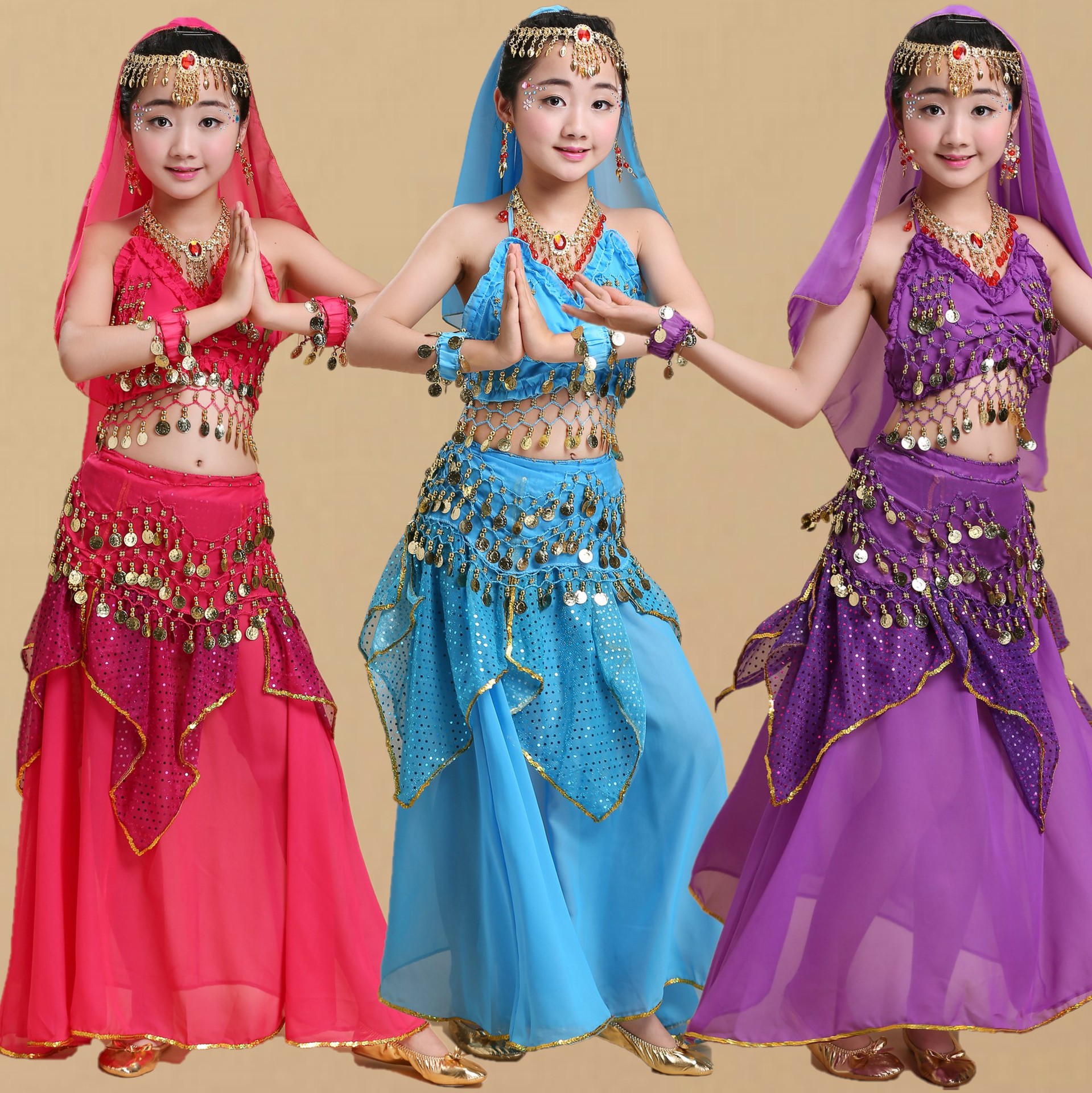 Children's Dance Performance Clothing New Children's Xinjiang Dance Belly Dance Practice Clothing Children's Ethnic Indian Dance Performance Clothing