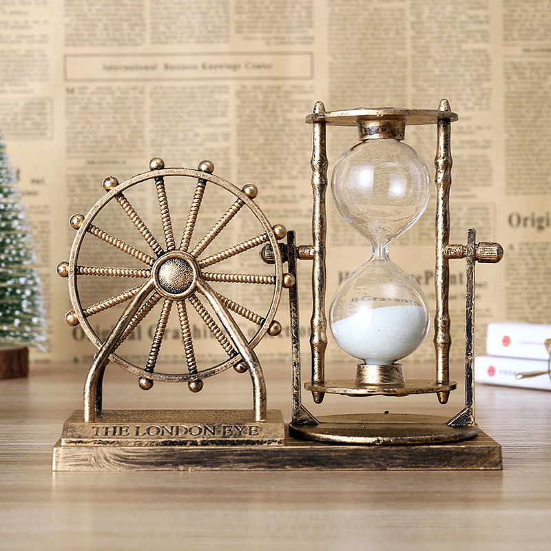 I0332 Creative Student Gift Retro Skyscraper Sand Timer Decorative Piece Home Decor Craft