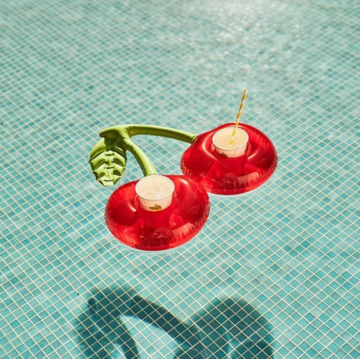 Inflatable Double Mouth Cherry Cup Holder ins Double Cherry Coaster Creative Cocktail Cup Holder Party Theme Decoration