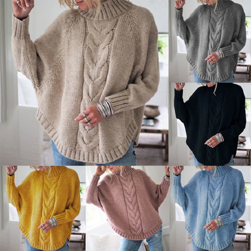 Amazon Explosions Sweater Fall/Winter 2023 Europe and the United States Loose Bat Sleeve Knitted Sweater for Women Cross-Border