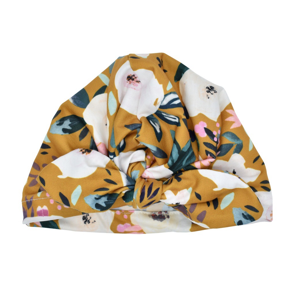 European and American children's knotting cap baby printed rabbit ear cap Indian cap 2 in 1 multi-function baby cap