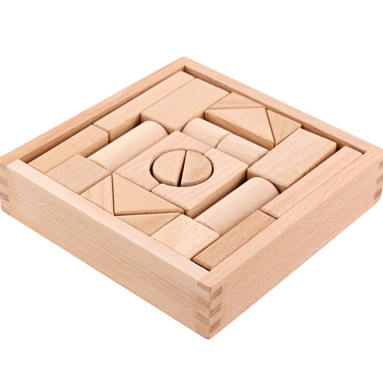 ohye Wooden Children's Wooden Boxed Beech 22 Log Bite Assembled Building Blocks Pile Early Childhood Educational Toys