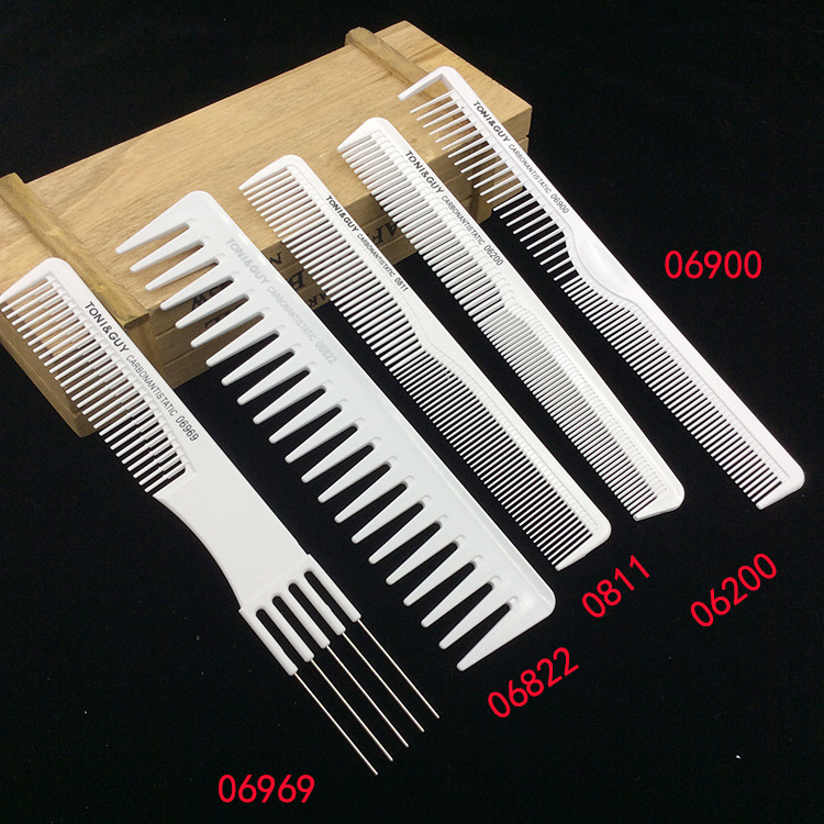 Factory wholesale carbon fiber Tony cap comb pointed tail comb steel needle double head comb hairdressing hair cutting plastic comb Barber comb