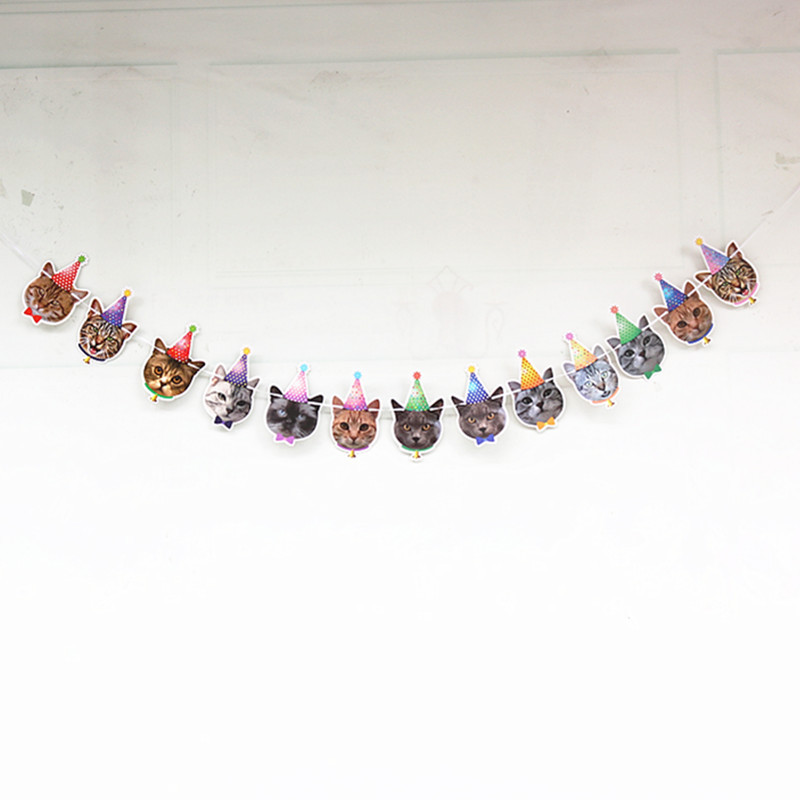 Pet birthday happy birthday Theme Party Decoration Dog Cat Banner Pull Flower Pull Flag Cross Border