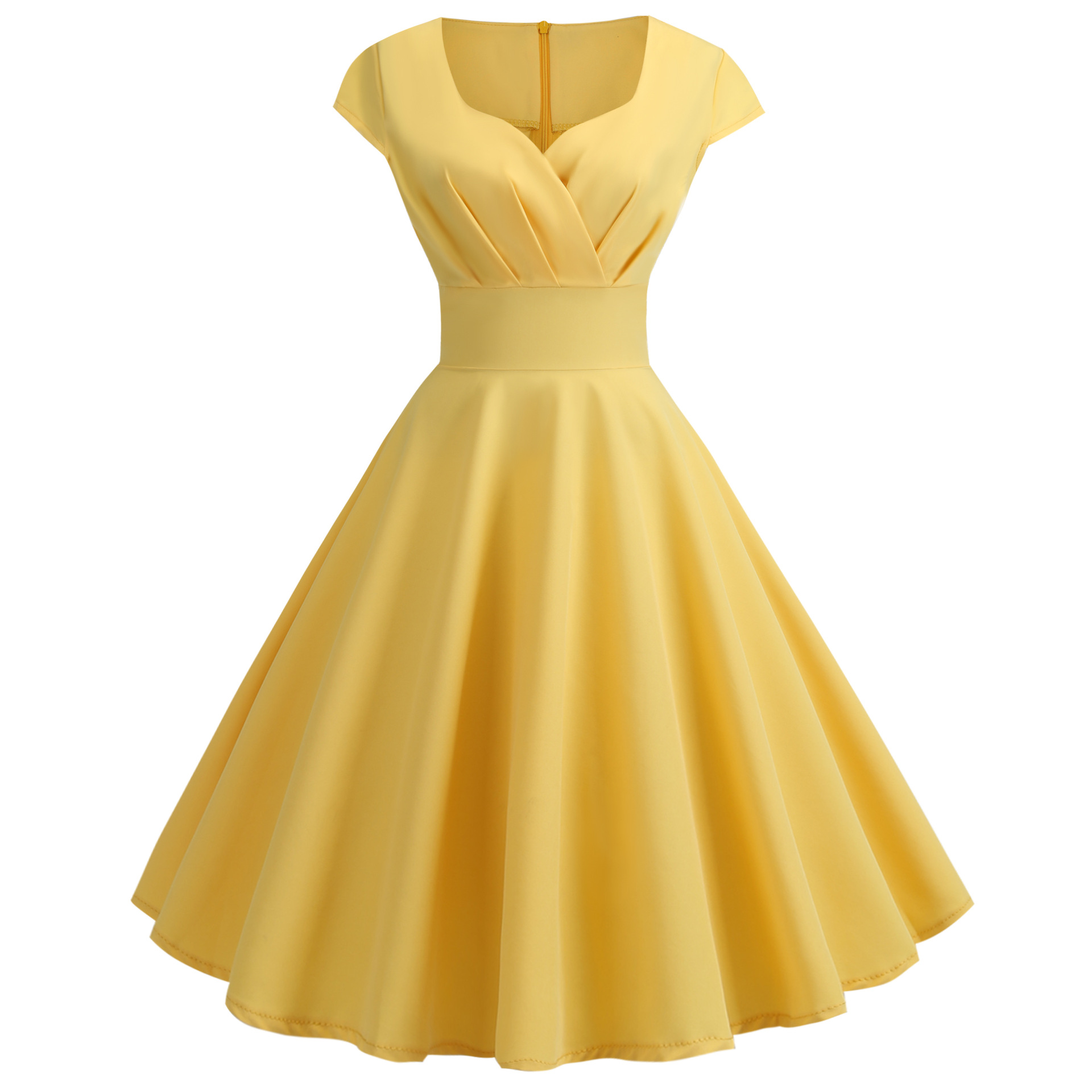Real shot wish Amazon hot selling retro Hepburn style 50SV collar short sleeve high waist big swing dress