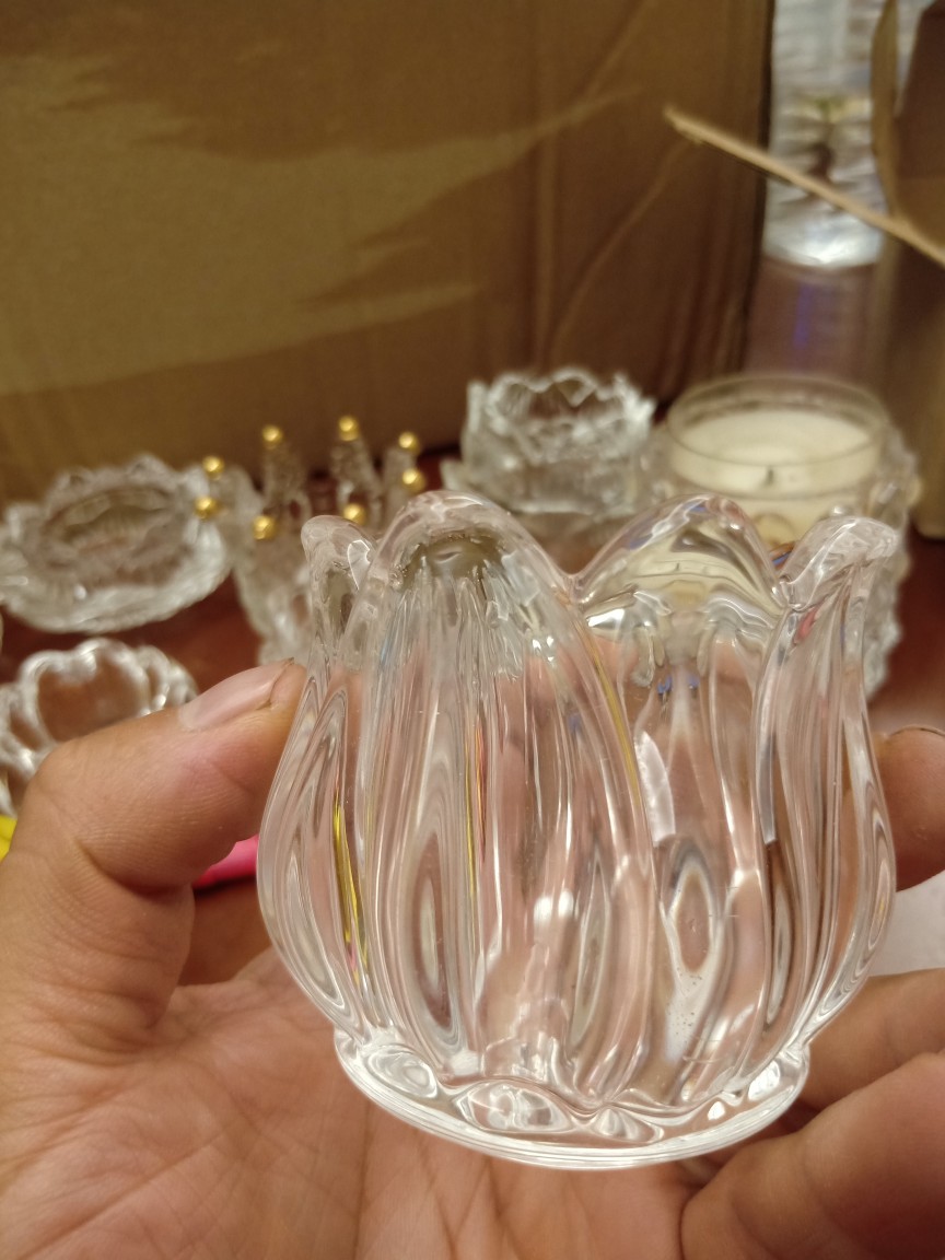 Factory direct creative flower crystal candle holder storage glass wax crystal glass candle Cup