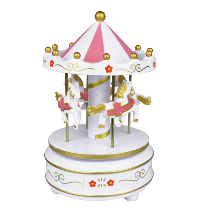 New Carousel Music Box Cake Ornaments Birthday Gift Children's New Toys Trojan Decoration Ornaments