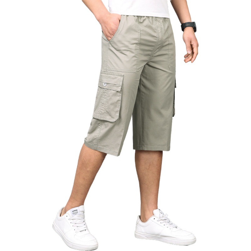 Summer Loose Straight Cropped Pants Large Size Workwear Sports Shorts Casual Pants Dad Middle-aged Shorts Breeches