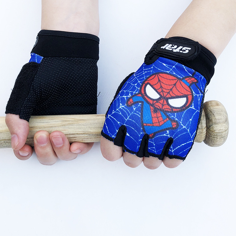 A generation of men's and women's children's half-finger cartoon cycling Spider-Man sports fitness protection children's gloves
