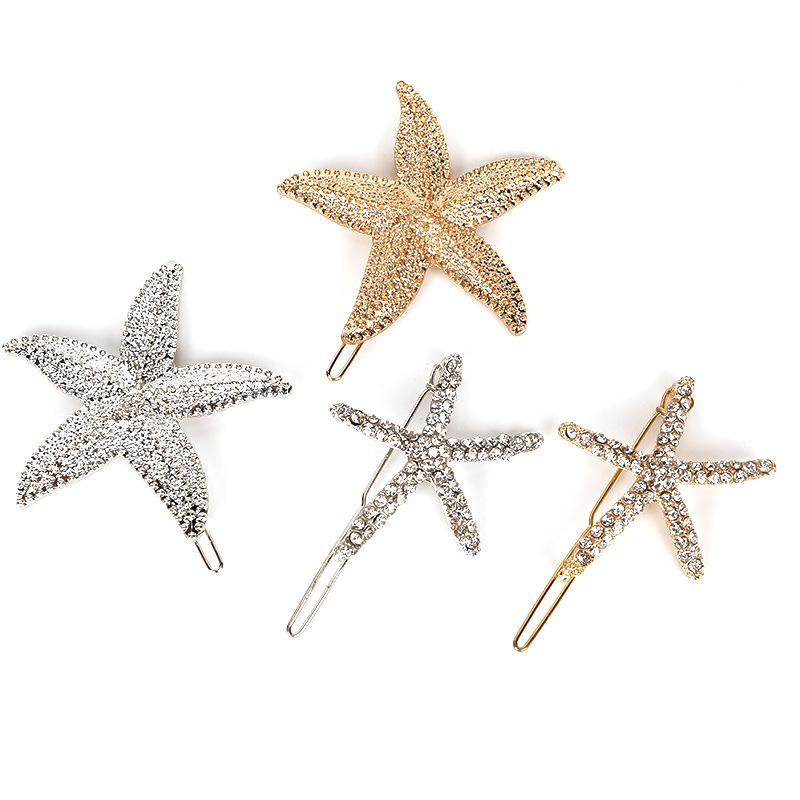 European and American Amazon New Fashion Metal Starfish Hairpin Women's Sweet All-match Headwear Fashion Hair Accessories Bangs Side Clip