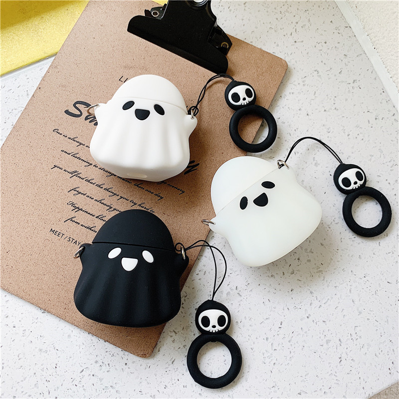 創意立體小幽靈Airpods1/2/3代Pro2代硅膠耳機套蘋果無線藍牙適用