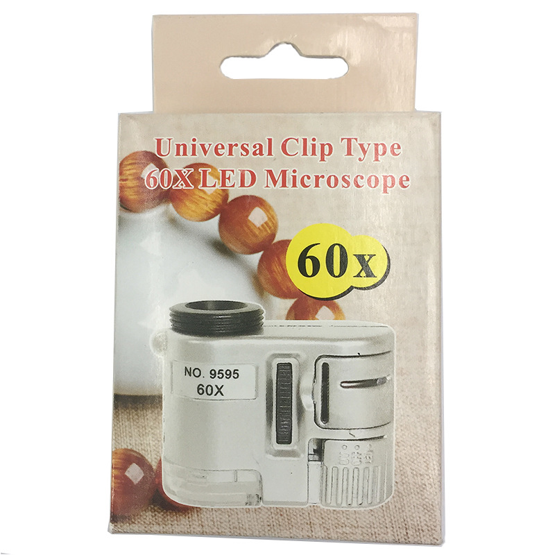 Factory Direct sales with money detector function clip-on magnifying glass mobile phone 60 times optical microscope 9595w