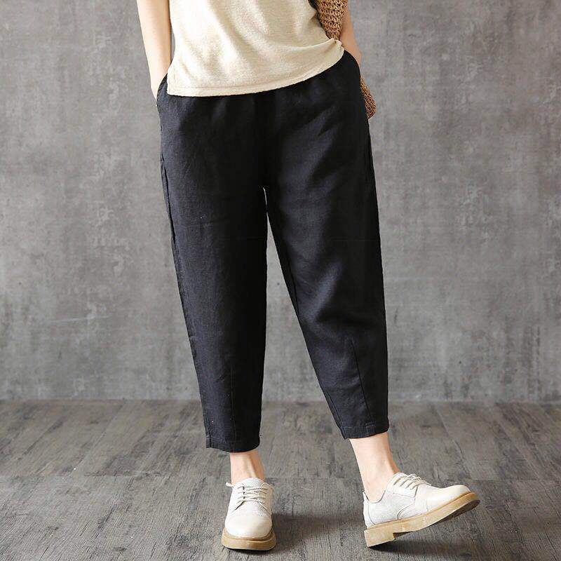 Women's pants plus size spring and summer pants loose Harlan casual pants cotton linen radish pants a generation of hair