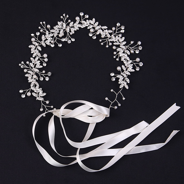 European and American white flower headband bridesmaid bridal crown headdress garland headband hair accessories pearl veil hair band wholesale