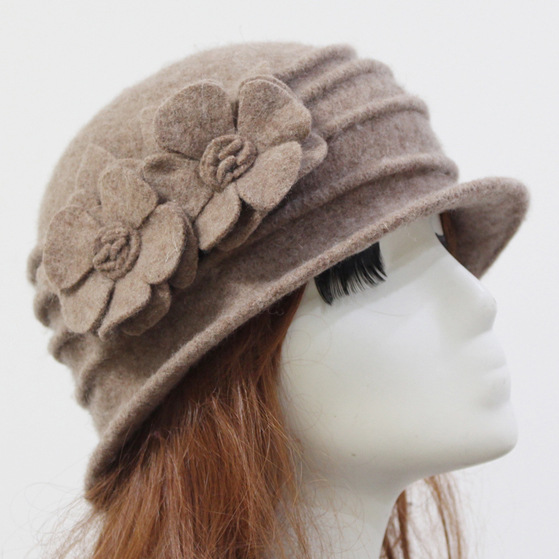 Classic European and American wool women's hat winter middle-aged and elderly elegant top hat AliExpress hot selling pure wool woolen hat